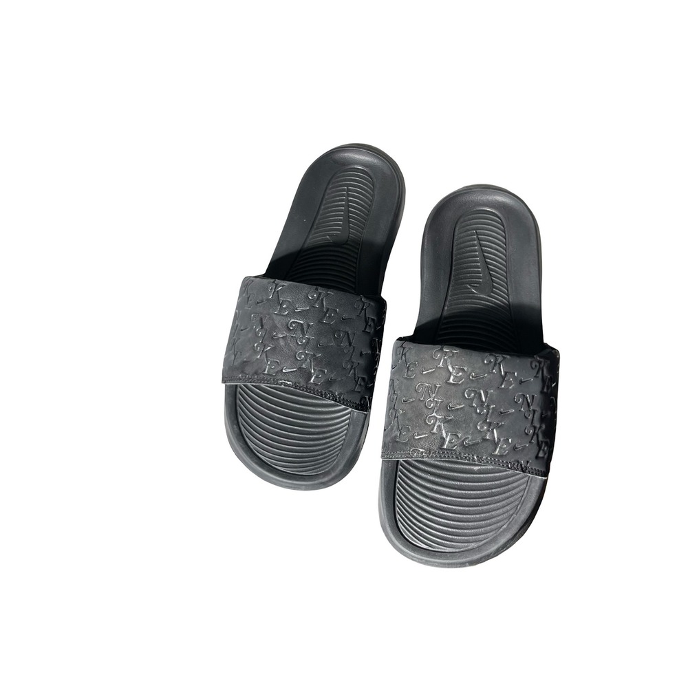 Nike Victori One Slides Black Monogram Embossed Sandals HQ7022-001 Womens 8